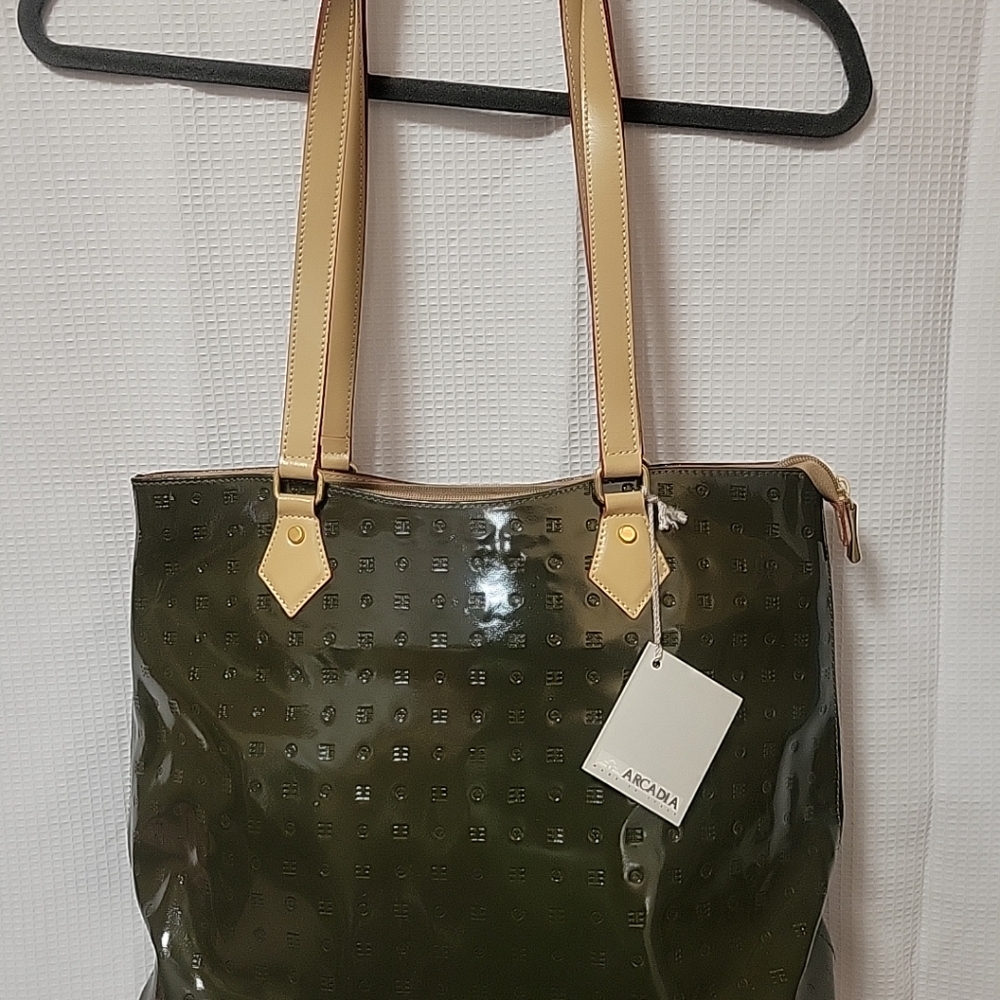 Arcadia Genuine Leather Olive Green Tote Bag